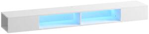 HOMCOM Mobile TV Sospeso con Luci LED e Ripiani Aperti, per Televisore 190,5 cm, 177,8x30x18 cm, Bianco | Aosom Italy