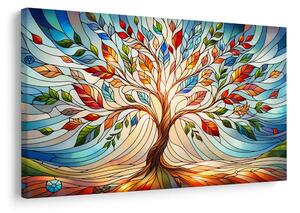 Quadro su tela – Albero della vita in vetrata colorata