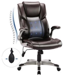 Sedia da ufficio COLAMY – Sedia da ufficio ergonomica in ecopelle, con schienale reclinabile, braccioli regolabili e altezza regolabile – Marrone