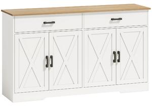 HOMCOM Credenza Buffet Stile Country con 2 Cassetti e 2 Ante, 140x38,5x81 cm, Bianco | Aosom Italy