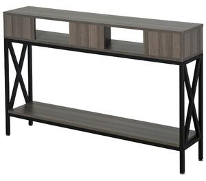 HOMCOM Tavolo Consolle stile industriale con scaffale per Casa/Ingresso/Camera talaio in metallo grigio nero