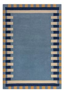 Tappeto blu in lana tessuto a mano 120x170 cm Kai Wool Border - Flair Rugs