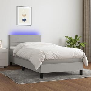 Letto a Molle con Materasso e LED Nero 80x200 cm in Tessuto