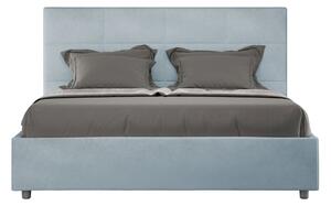 Letto 1 Piazza E Mezzo 130x190 cm Senza Rete Imbottito in Microfibra Mika Azzurro