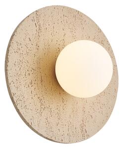 Lampada da parete Japandi in pietra naturale rotonda con vetro opale - Josie