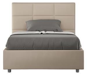 Letto 1 Piazza E Mezzo 130x200 cm Senza Rete Imbottito in Similpelle Mika Tortora
