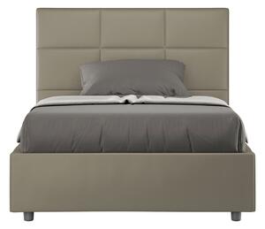 Letto 1 Piazza E Mezzo 130x200 cm Senza Rete Imbottito in Similpelle Mika Cappuccino