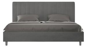 Letto Matrimoniale Queen Size 150x190 cm Senza Rete Imbottito in Microfibra Agueda Grigio