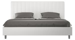 Letto Matrimoniale Queen Size 150x190 cm Senza Rete Imbottito in Similpelle Agueda Bianco