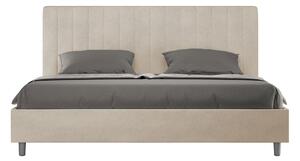 Letto Matrimoniale King Size 200x200 cm con Rete e Contenitore Imbottito in Microfibra Agueda Sabbia
