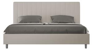 Letto Matrimoniale Queen Size 150x190 cm Senza Rete Imbottito in Similpelle Agueda Tortora
