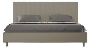 Letto Matrimoniale Queen Size 150x190 cm Senza Rete Imbottito in Similpelle Agueda Cappuccino