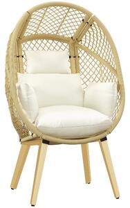 Outsunny Sedia da Giardino a Uovo in Rattan PE e Acciaio con Seduta Imbottita e Poggiatesta, 88x85x143 cm|Aosom