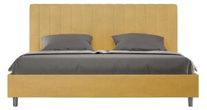 Letto Matrimoniale Queen Size 150x190 cm Senza Rete Imbottito in Microfibra Agueda Ocra