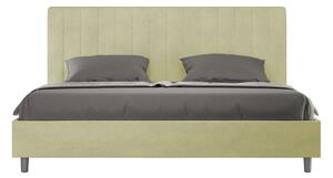 Letto Matrimoniale King Size 180x200 cm con Rete e Contenitore Imbottito in Microfibra Agueda Tè Verde