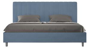 Letto Matrimoniale Queen Size 150x190 cm Senza Rete Imbottito in Microfibra Agueda Blu