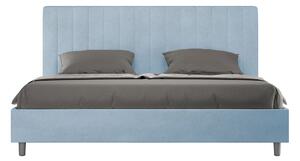 Letto Matrimoniale Queen Size 150x190 cm Senza Rete Imbottito in Microfibra Agueda Azzurro