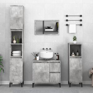 Set Mobili da Bagno 2 pz Grigio Cemento in Legno Multistrato