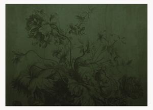 Carta da parati Gradient Flowers Green