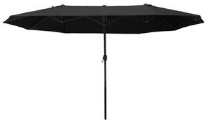 Ombrellone Outsunny Doppio 295x150cm - Inclinabile, Regolabile Altezza, 12 Stecche, Crema - Foto 11