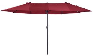 Outsunny Ombrellone da Giardino Doppio Tettucio Impermeabile con Apertura a Manovella, Anti-UV Rosso 460x270x240cm | Aosom Italy|Aosom