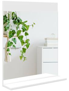 HOMCOM Specchio Bagno da Parete Moderno con Mensola Portaoggetti, in Vetro e MDF, 50x12x60 cm, Bianco
