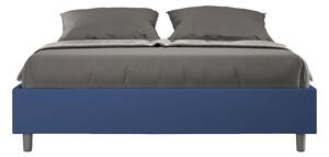 Letto Matrimoniale 160x190 cm Senza Rete Senza Testata Imbottito in Similpelle Azelia Blu