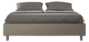 Letto Matrimoniale 160x190 cm con Rete e Contenitore Giroletto con Alzata Comoda Imbottito in Similpelle Azelia Cappuccino