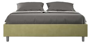 Letto Matrimoniale 160x190 cm con Rete e Contenitore Giroletto con Alzata Comoda Imbottito in Microfibra Azelia Tè Verde