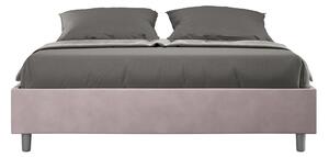 Letto Matrimoniale 160x210 cm con Rete e Contenitore Giroletto con Alzata Comoda Imbottito in Microfibra Azelia Glicine