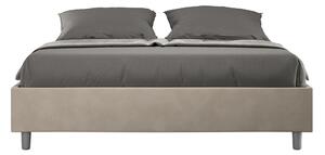 Letto Matrimoniale 160x200 cm con Rete e Contenitore Giroletto con Alzata Comoda Imbottito in Microfibra Azelia Sabbia