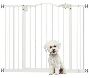 PawHut Cancellino per Cani Estensibile Senza Viti Regolabile da 74-100 cm Alto 78 cm in Metallo, Bianco|Aosom