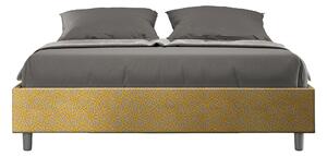 Letto Matrimoniale 160x190 cm con Rete e Contenitore Giroletto con Alzata Comoda Imbottito in Tessuto Era Azelia Giallo