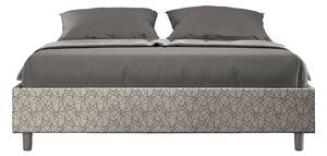 Letto Matrimoniale 160x210 cm con Rete e Contenitore Giroletto con Alzata Comoda Imbottito in Tessuto Era Azelia Grigio