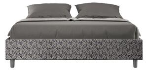 Letto Matrimoniale 160x200 cm con Rete e Contenitore Giroletto con Alzata Comoda Imbottito in Tessuto Era Azelia Blu