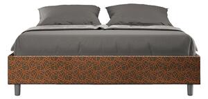 Letto Matrimoniale 160x200 cm con Rete e Contenitore Giroletto con Alzata Comoda Imbottito in Tessuto Era Azelia Arancio