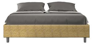 Letto Matrimoniale 160x190 cm con Rete e Contenitore Giroletto con Alzata Comoda Imbottito in Tessuto Aragona Azelia Giallo