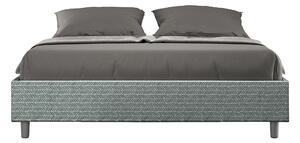 Letto Matrimoniale 160x200 cm con Rete e Contenitore Giroletto con Alzata Comoda Imbottito in Tessuto Aragona Azelia Azzurro