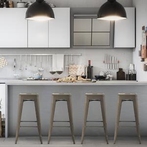 Costway Set di 4 sgabelli da bar alti 76cm con poggiapiedi piedini in gomma, Sgabelli impilabili per cucina bar Bronzo antico