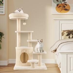 Costway Albero per gatti per saltare con posatoio pallina con campanellino pendente, Albero per gatti adulti da 102 cm Beige
