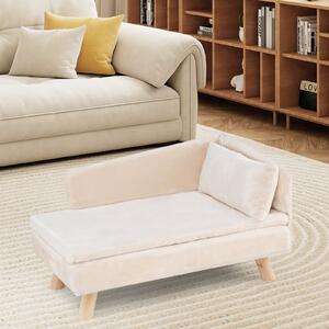 Costway Divano letto per cani con cuscino imbottito rimovibile e morbido cuscino, Gambe in legno robuste Bianco