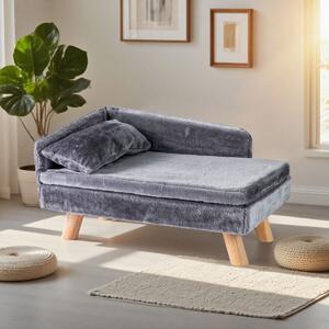 Costway Divanetto per animali letto elevato cani taglia media e piccola, Divanetto per animali schienale alto sedia per gatti interno Grigio