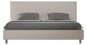 Letto Matrimoniale Queen Size 150x190 cm Senza Rete Imbottito in Similpelle Mika Tortora