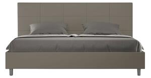 Letto Matrimoniale Queen Size 150x190 cm Senza Rete Imbottito in Similpelle Mika Cappuccino