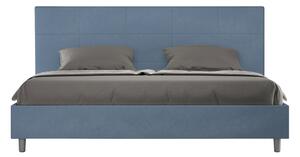 Letto Matrimoniale Queen Size 150x190 cm Senza Rete Imbottito in Microfibra Mika Blu