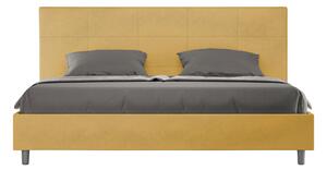 Letto Matrimoniale Queen Size 150x190 cm Senza Rete Imbottito in Microfibra Mika Ocra