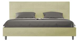 Letto Matrimoniale King Size 180x200 cm con Rete Imbottito in Microfibra Mika Tè Verde