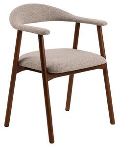ADELE Beige Latte (tessuto Monza 60) /telaio noce tinto - SEDIA IN LEGNO BOUCLÉ PER SALONE CUCINA STILE RETRO