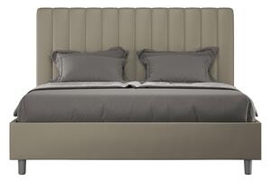 Letto Matrimoniale 160x190 cm con Rete e Contenitore con Testata e Alzata Comoda Imbottito in Similpelle Agueda Cappuccino