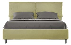 Letto Matrimoniale 160x200 cm con Rete e Contenitore con Testata e Alzata Comoda Imbottito in Microfibra Sleeper Tè Verde